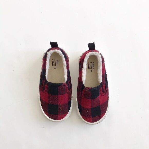BABygap buffalo plaid slip on shoes EUC size 6 - Picture 2 of 6